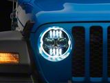 Raxiom Axial Series 9-Inch Angel Eye LED Headlights; Black Housing; Clear Lens (20-23 Jeep Gladiator JT)
