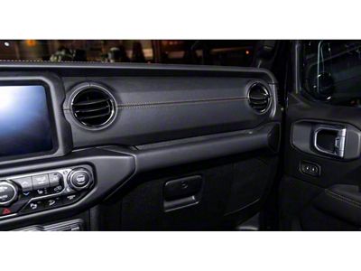 Mopar Passenger Side Dashboard Panel Trim; Black Leather with Caramel Stitching (18-23 Jeep Wrangler JL)