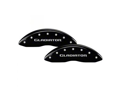 MGP Brake Caliper Covers with Gladiator Logo; Black; Front and Rear (20-24 Jeep Gladiator JT w/o eTorque)