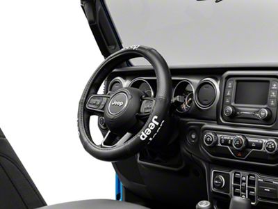 Elite Series Speed Grip Steering Wheel Cover with Jeep Logo; Black (20-23 Jeep Gladiator JT)