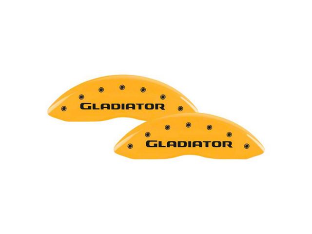 MGP Brake Caliper Covers with Gladiator Logo; Yellow; Front and Rear (20-24 Jeep Gladiator JT w/o eTorque)