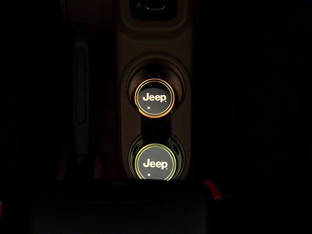Officially Licensed Jeep Color Changing LED Cup Holder with Jeep Logo (20-23 Jeep Gladiator JT)