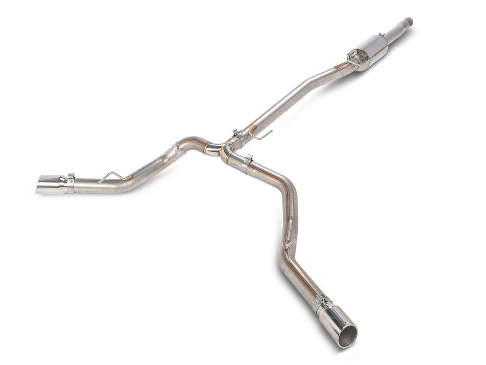 RedRock Dual Exhaust System with Polished Tips; Side Exit (2024 3.6L