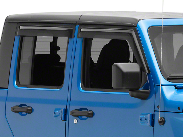 RedRock Tape-On Window Deflectors; Front and Rear; Smoked (20-23 Jeep Gladiator JT)