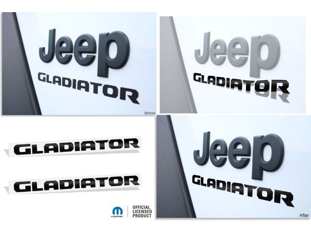 GLADIATOR Fender Overlay Decals; Flat Black (20-24 Jeep Gladiator JT)