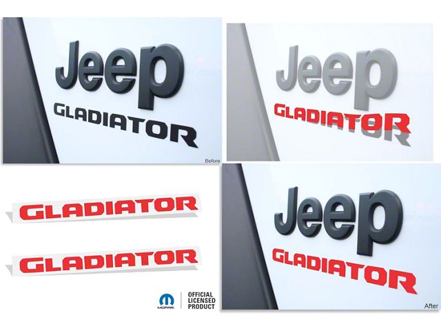 GLADIATOR Fender Overlay Decals; Red (20-24 Jeep Gladiator JT)