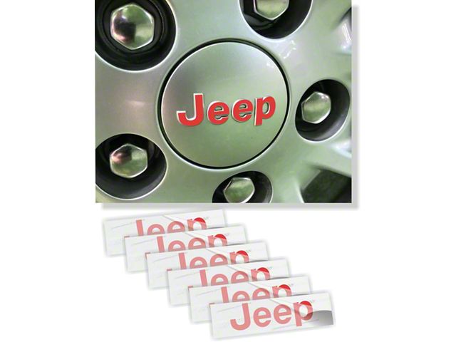 JEEP Center Cap Overlay Decals; Flat Black (20-24 Jeep Gladiator JT)