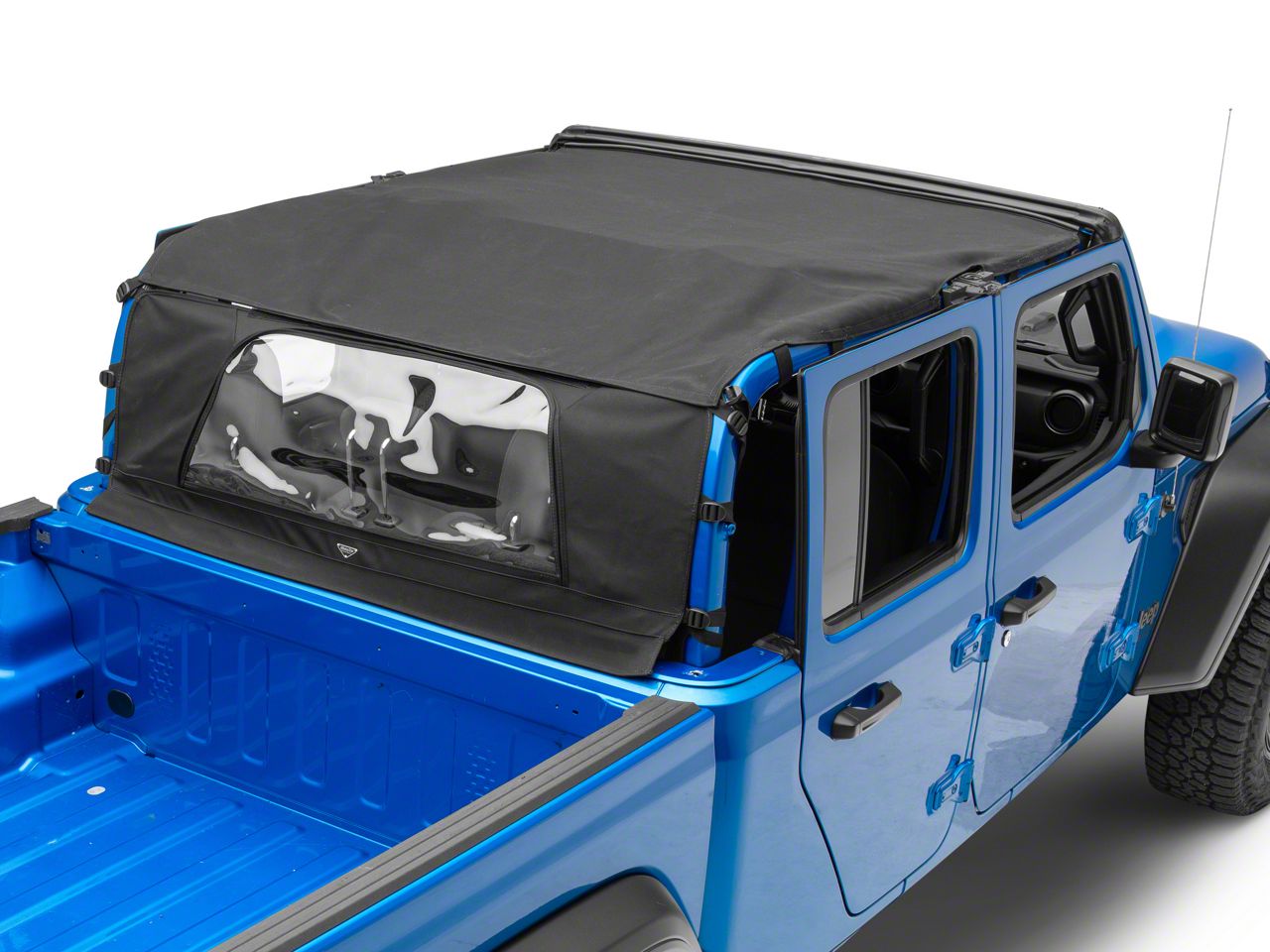 MasterTop Jeep Gladiator Bimini Top Plus with Integrated Black Grab Handles/Wind Stopper Combo