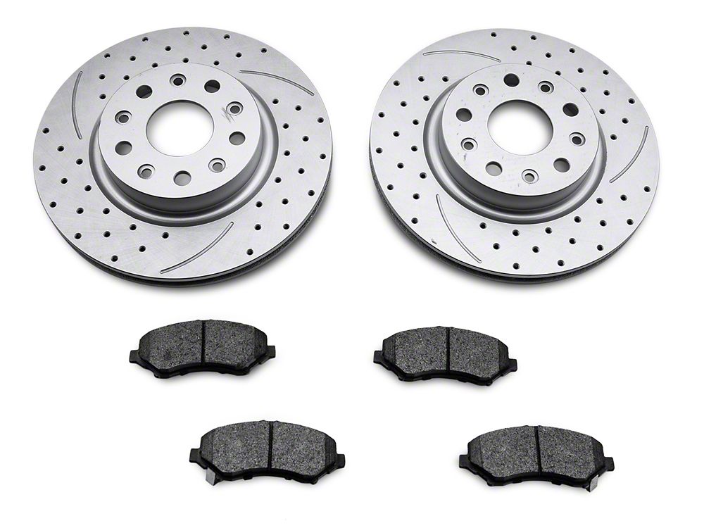 RedRock Cross-Drilled and Slotted Brake Rotor and Pad Kit; Front