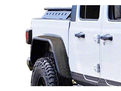 Rear Tube Fender Flares; Black Aluminum Diamond Plate (20-24 Jeep Gladiator JT)