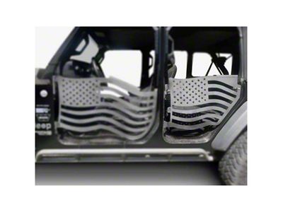 Steinjager Premium American Flag Rear Trail Doors; Bare Metal (20-24 Jeep Gladiator JT)