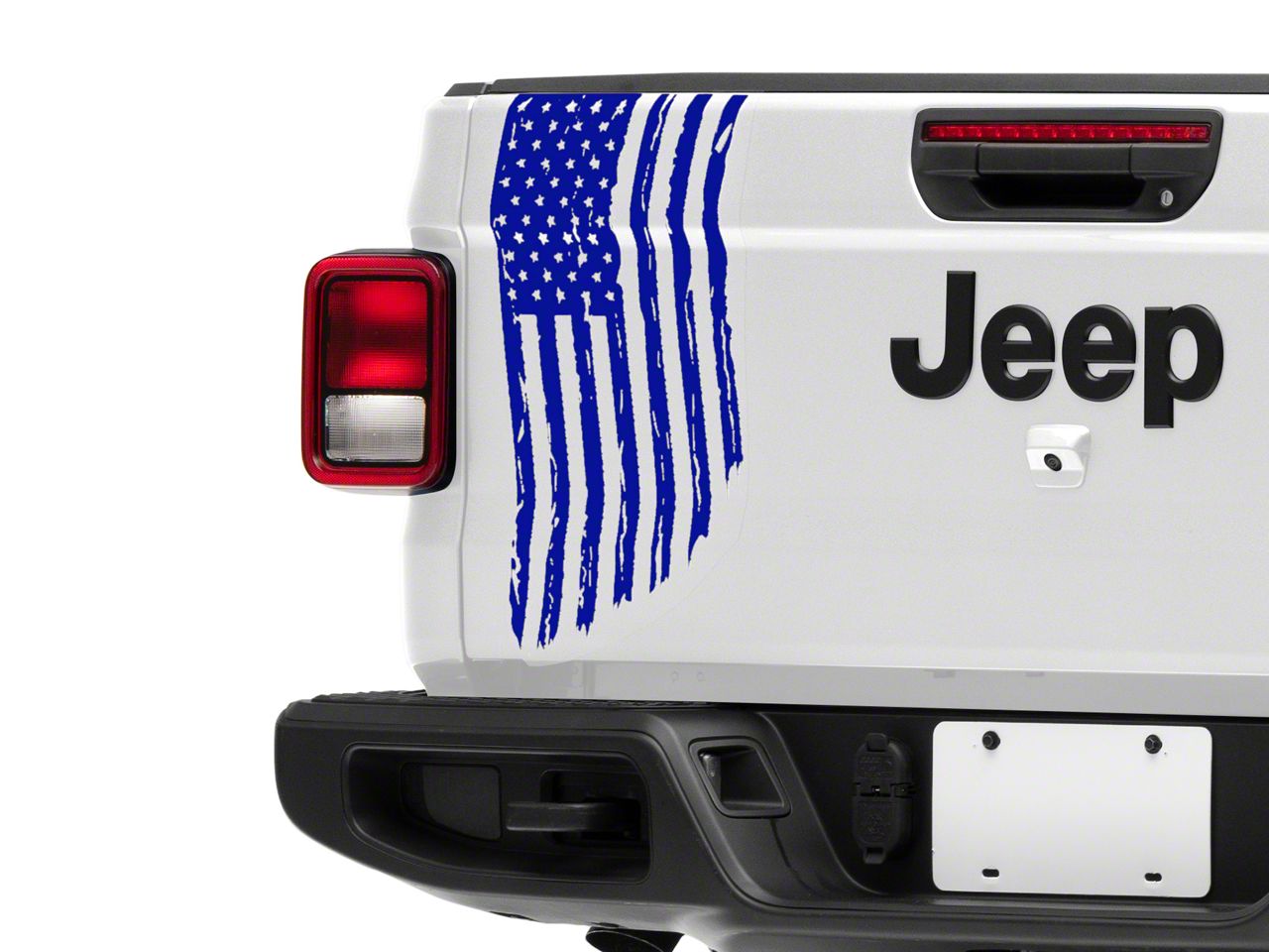 SEC10 Jeep Gladiator Vertical Tailgate Distressed Flag Decal; Blue ...