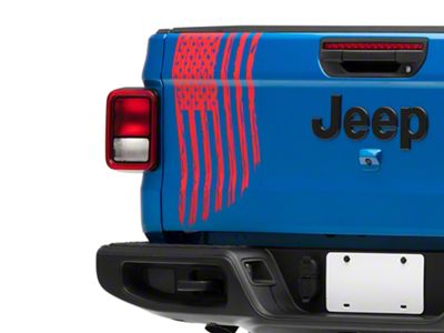 SEC10 Vertical Tailgate Distressed Flag Decal; Red (20-24 Jeep Gladiator JT)