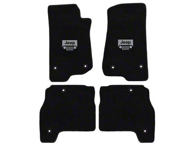 Lloyd All-Weather Carpet Front and Rear Floor Mats with Jeep Grille Logo; Black (20-24 Jeep Gladiator JT)