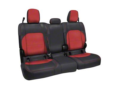 PRP Rear Bench Seat Cover; Black and Red (20-24 Jeep Gladiator JT w/ Cloth Interior)