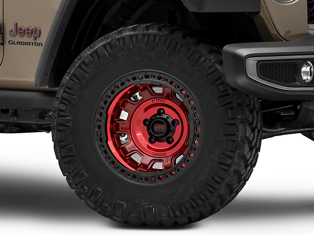 KMC Tank Beadlock Candy Red Wheel; 17x9 (20-23 Jeep Gladiator JT)