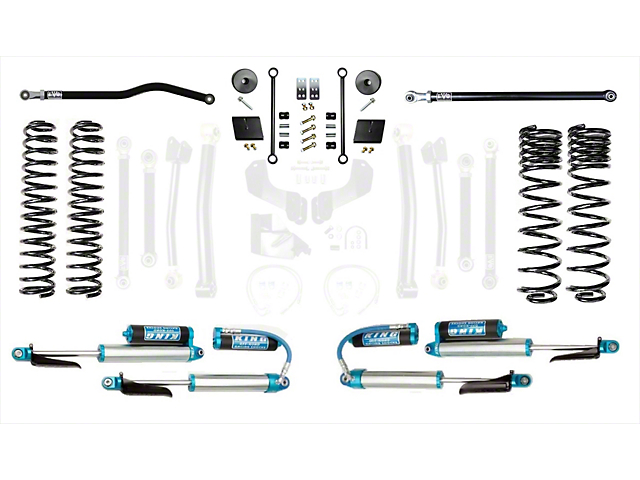 EVO Manufacturing 2.50-Inch Enforcer Stage 1 Suspension Lift Kit with King 2.5 Blue Shocks and Front and Rear Track Bar (20-23 3.6L Jeep Gladiator JT)