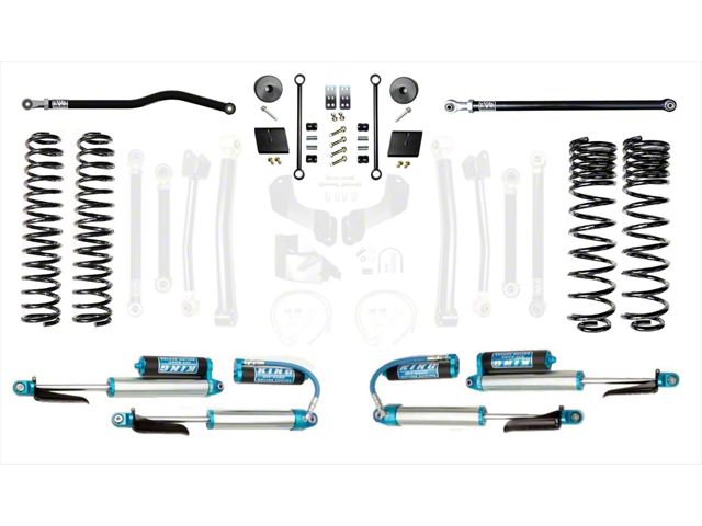 EVO Manufacturing 2.50-Inch Enforcer Stage 1 Suspension Lift Kit with King 2.5 Blue Shocks and Front and Rear Track Bar (20-24 3.6L Jeep Gladiator JT)