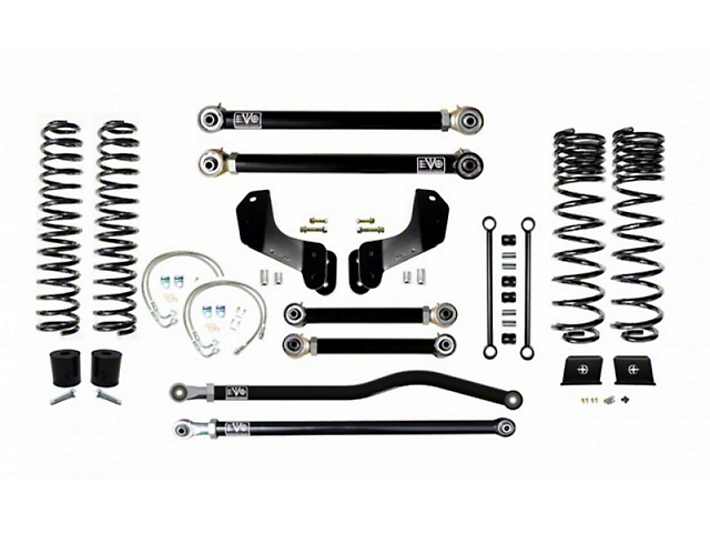 EVO Manufacturing 4.50-Inch Enforcer Stage 3 Overland Suspension Lift Kit with Front and Rear Track Bars (20-23 3.6L Jeep Gladiator JT)