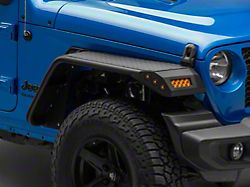Front Tube Fender Flares; Black Aluminum Diamond Plate (20-23 Jeep Gladiator JT)