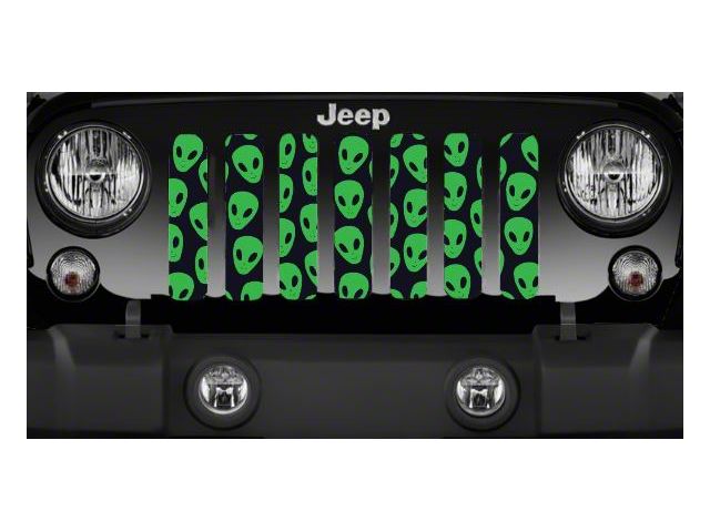 Grille Insert; Bright Green Alien Heads (20-24 Jeep Gladiator JT)