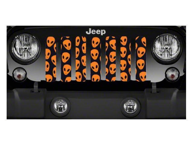 Grille Insert; Orange Alien Heads (20-24 Jeep Gladiator JT)