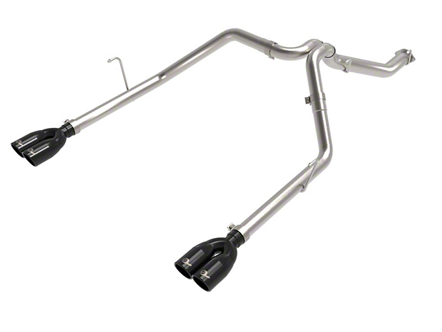 AFE Vulcan Series Dual Exhaust System with Black Tips; Rear Exit (21-23 3.0L EcoDiesel Jeep Gladiator JT)