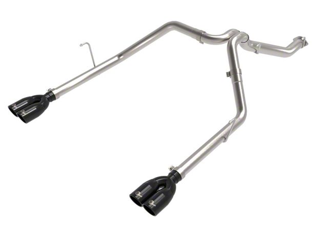 AFE Vulcan Series Dual Exhaust System with Black Tips; Rear Exit (21-24 3.0L EcoDiesel Jeep Gladiator JT)