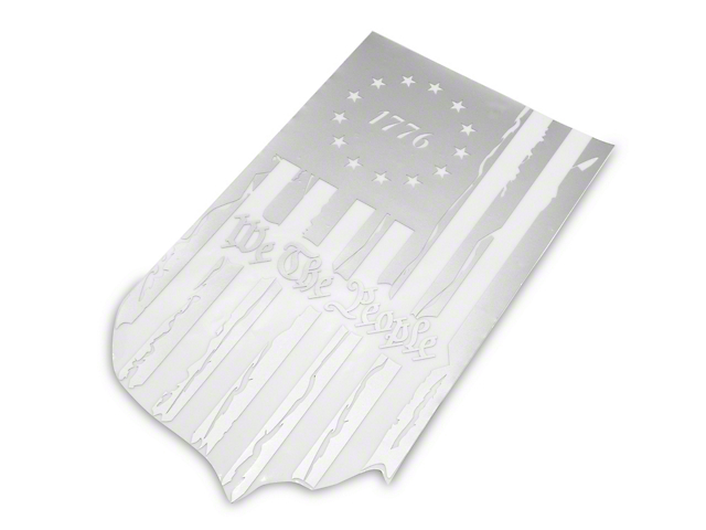 SEC10 We The People Vertical Flag Decal; Silver (Universal; Some Adaptation May Be Required)