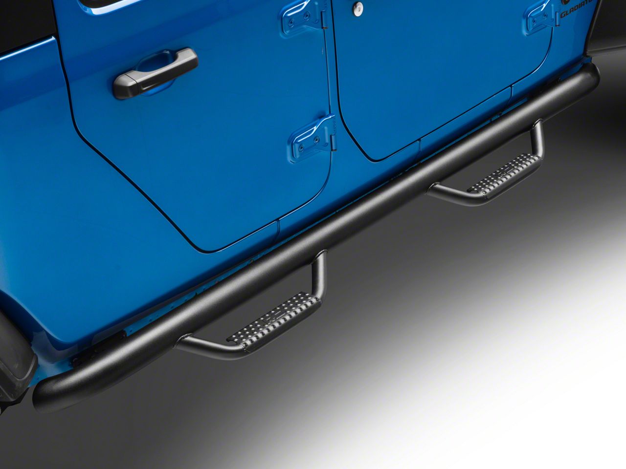 Rough Country Jeep Gladiator Wheel to Wheel Nerf Side Step Bars; Black