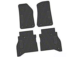 FLEXTREAD Factory Floorpan Fit Tire Tread/Scorched Earth Scene Front and Rear Floor Mats with JEEP Insert; Black (20-23 Jeep Gladiator JT)