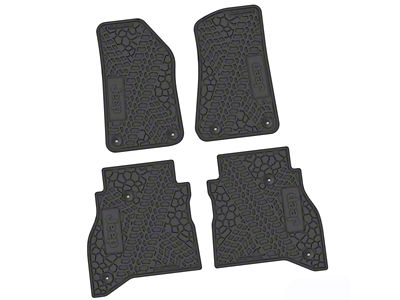 FLEXTREAD Factory Floorpan Fit Tire Tread/Scorched Earth Scene Front and Rear Floor Mats with JEEP Insert; Black (20-24 Jeep Gladiator JT)
