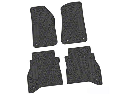 FLEXTREAD Factory Floorpan Fit Tire Tread/Scorched Earth Scene Front and Rear Floor Mats with Mojave Insert; Black (20-24 Jeep Gladiator JT)