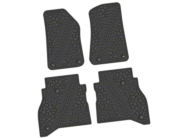 FLEXTREAD Factory Floorpan Fit Tire Tread/Scorched Earth Scene Front and Rear Floor Mats; Black (20-23 Jeep Gladiator JT)