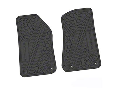 FLEXTREAD Factory Floorpan Fit Tire Tread/Scorched Earth Scene Front Floor Mats with Gladiator Insert; Black (20-24 Jeep Gladiator JT)