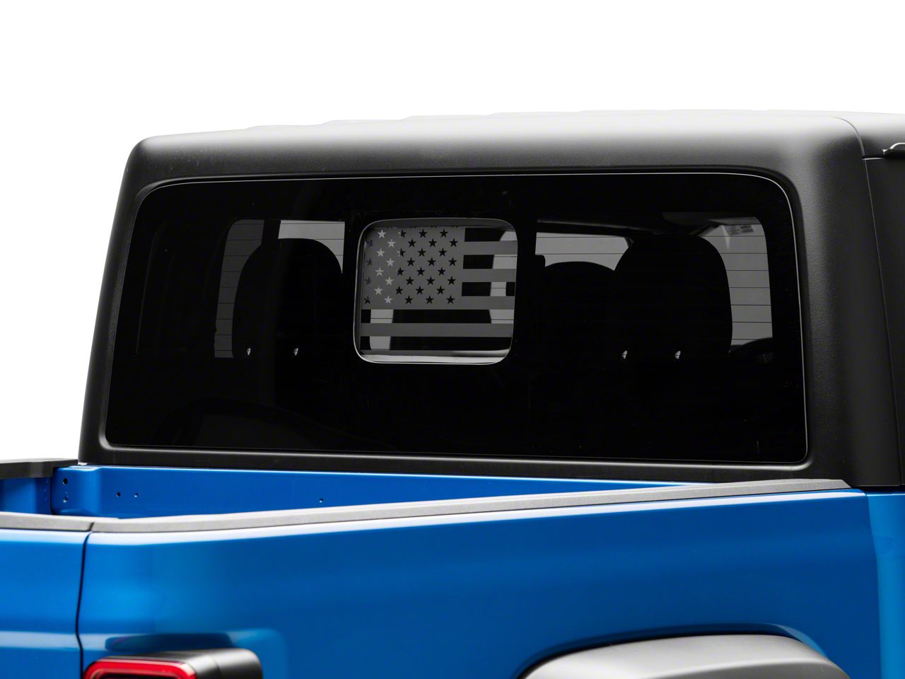 SpeedForm Jeep Gladiator Middle Window American Flag Decal; Matte Black