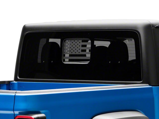 SpeedForm Middle Window American Flag Decal; Matte Black (20-24 Jeep Gladiator JT)