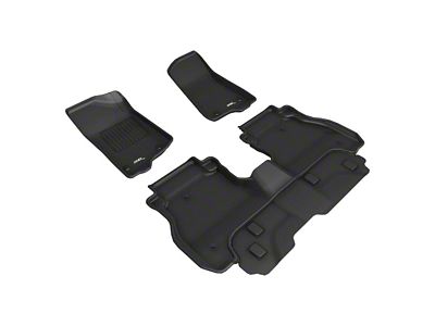 3D MAXpider KAGU Series All-Weather Custom Fit Front and Rear Floor Liners; Black (20-23 Jeep Gladiator JT)