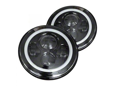 DV8 Offroad 7-Inch LED Halo Projector Headlights; Black Housing; Clear Lens (20-24 Jeep Gladiator JT)