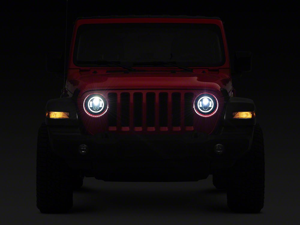 Raxiom Axial Series 7-Inch LED Halo Headlights with DRL and Raxiom Axial Series 7-Inch LED Halo Headlights with DRL and