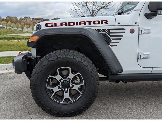 GLADIATOR Hood Letters; Matte Black with Red Pinstripe (20-24 Jeep Gladiator JT)