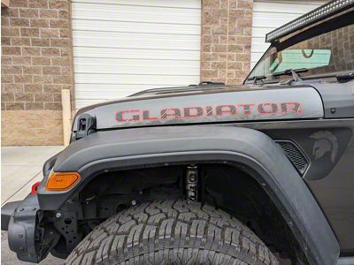 GLADIATOR Hood Letters; Topographic Print Red (20-24 Jeep Gladiator JT)