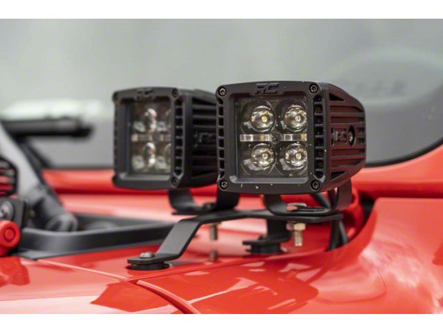 Rough Country Black Series Amber DRL Quad LED Light Pod Kit (20-24 Jeep Gladiator JT, Excluding Mojave)