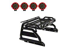Atlas Roll Bar with 7-Inch Red Round LED Lights; Black (20-23 Jeep Gladiator JT)