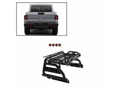 Atlas Roll Bar with 7-Inch Red Round LED Lights; Black (20-24 Jeep Gladiator JT)