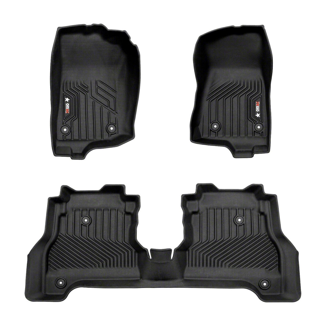 OMAC Jeep Gladiator All Weather Molded Texan Front and Rear Floor Liners; Black 1721464 (2024
