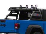 Atlas Roll Bar with 5.30-Inch Red Round Flood LED Lights; Black (20-26 Jeep Gladiator JT)