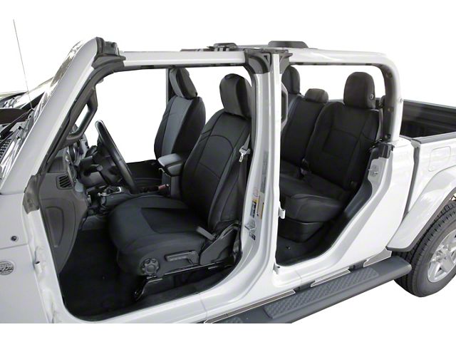 Hybrid Neoprene Front and Rear Seat Covers; Black (20-24 Jeep Gladiator JT)