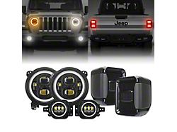 9-Inch LED Halo Headlight, LED Fog Light and LED Tail Light Package (20-23 Jeep Gladiator JT w/ Factory Halogen Tail Lights)