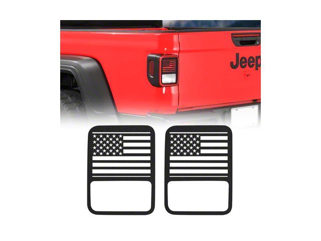 Flag Style Tail Light Guards; Black (20-24 Jeep Gladiator JT w/ Factory Halogen Tail Lights)